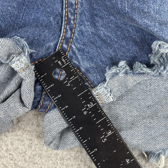 One Teaspoon Short 28 Bandits Relaxed Fit Long Rise Buttonfly Twisted Cuff (32") - Picture 8 of 10